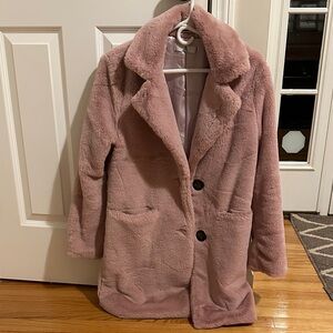 Women's Pink Faux Fur Coat